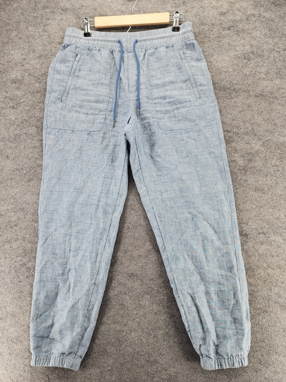 Athleta Pants Womens 6 Tapered Pull On Blue Linen High Rise 31x28"